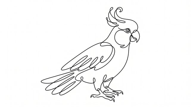 Cockatoo continuous line art illustration minimal parrot vector drawing for logo design and wildlife art projects