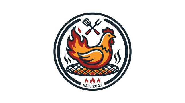 Hot chicken bbq grill fire emblem design