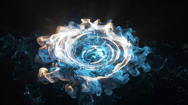 Glowing Blue and Gold Flame Energy Vortex Opening Portal