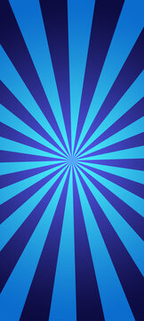 A background with blue rays. Blue rays radiate from the center to the edges. Vertical background, lockscreen wallpaper, banner, poster, and themed design.