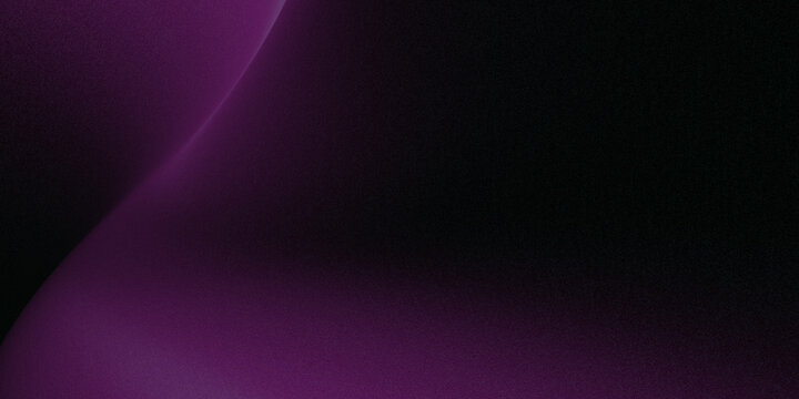 Grainy texture on a purple and black blurred background, dynamic banner design, bright flowing glowing wave on a dark background, neon wave with noise texture