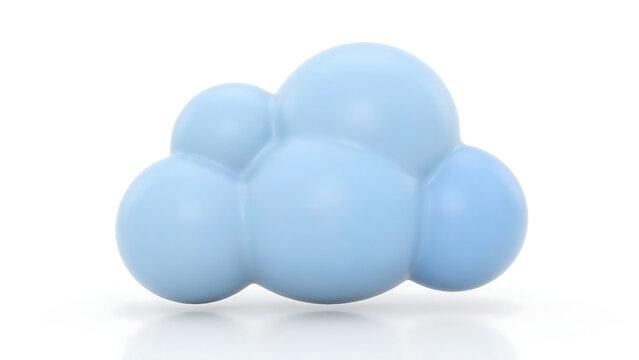 Single blue 3D rendered cloud icon for weather or data storage with computing