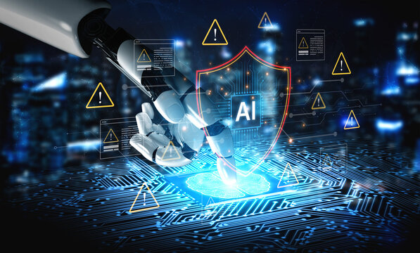 AI cybersecurity safeguards systems with encryption, access control, and AI secure data flow. Futuristic cyber security featuring AI digital shield, zero trust and AI threat detection system. Corpus