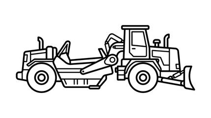 Fototapeta premium Heavy construction scraper vehicle outline industrial equipment for earthmoving