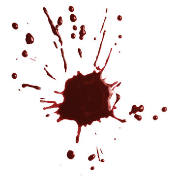 Blood drops and splash for horror design, isolated on transparent cutout background