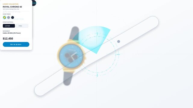 Luxury wristwatch customization animation showing interface changes
