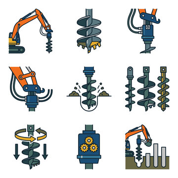 Earth auger drill bit equipment set construction tool elements