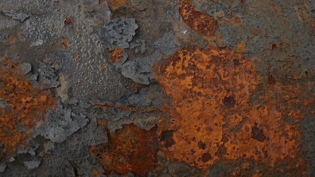 Rusty Metal Surface with Flaking Paint Chips Close Up Texture Background