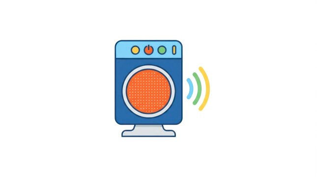 Illustration of a washing machine with wireless signals indicating smart laundry technology.
