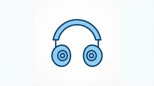 Blue Headphone Icon Illustration for Digital Design and Audio Branding.