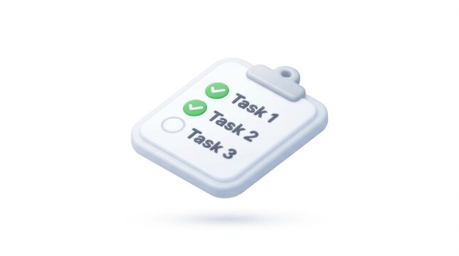 Small handheld digital task pager displaying checklist items with green indicators on white background.