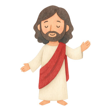 PNG Cartoon Jesus character illustration.