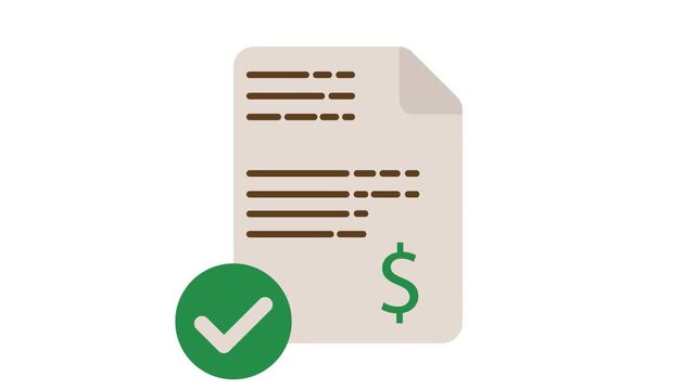 Vector animation. Concept of successful business. Important documents with approved sign.

