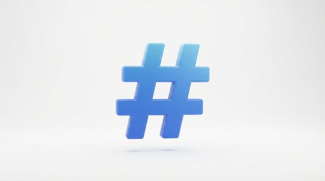Blue hashtag symbol on white background representing digital connectivity and social media graphics.
