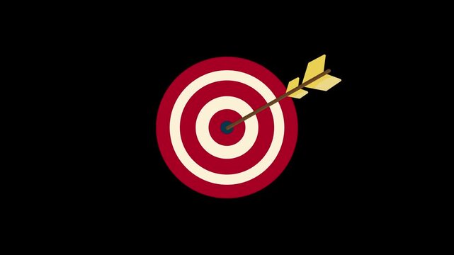Vector animation. Darts. Concept of hitting the target.