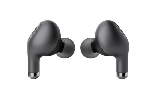 Dark Gray Wireless Earbuds with Silver Accents