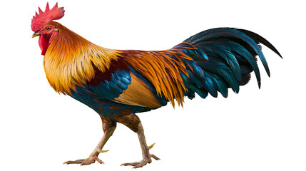 Colorful rooster with vibrant plumage and red comb © Asmud