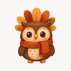 Obraz premium Cute autumn-themed owl illustration.