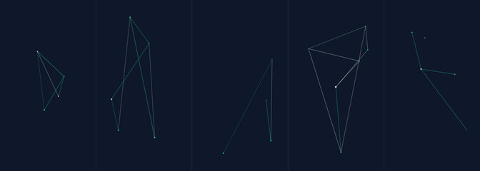 Fototapeta premium Minimalist digital network nodes connected by thin lines on dark blue background