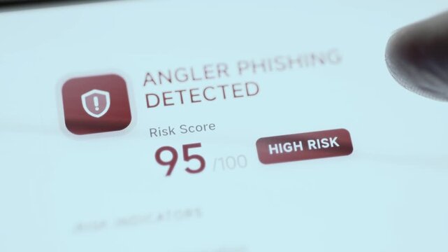 angler phishing detection shows 95 risk score