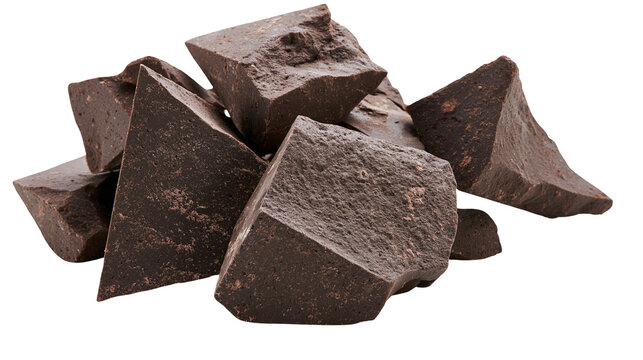 Dark chocolate chunks rough broken pieces