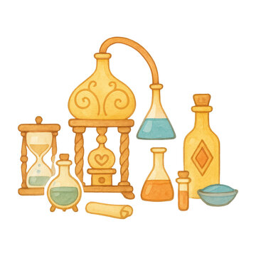 PNG Vintage alchemy lab illustration