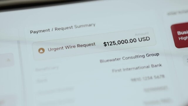 urgent 125000 usd wire request raises fraud concerns