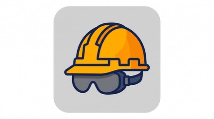 Fototapeta premium Construction Safety Helmet and Protective Goggles Icon