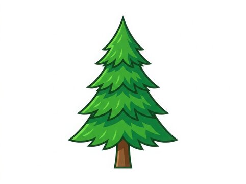 Green christmas tree illustration on white background isolated on white background