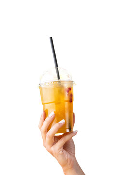 Hand Holding Iced Fruit Tea