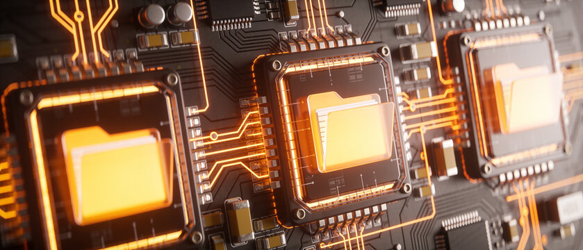 Advanced data storage background with digital folders for cloud infrastructure and enterprise management