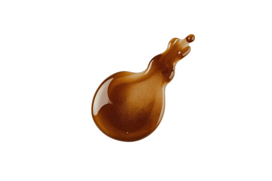 Glossy amber brown liquid splash blob