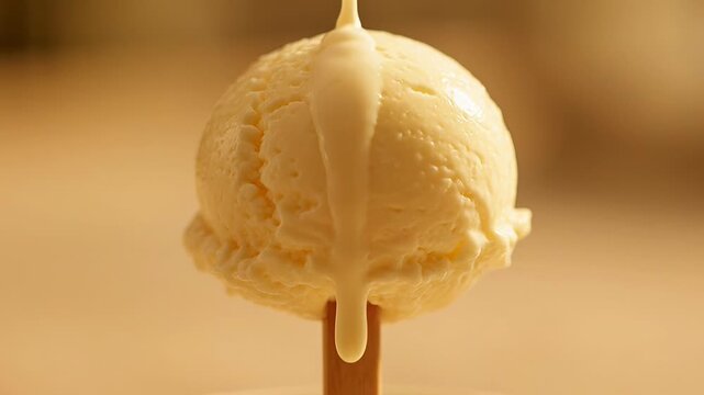 ?Melting vanilla ice cream timelapse capturing creamy delight