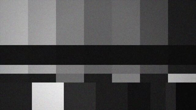 Please Stand By Retro TV Screen with Color Test Pattern, Static Noise and Analog Glitch Distortion. 4K Animation Video