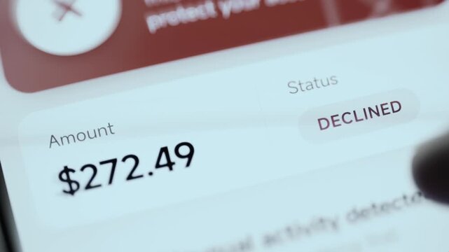 declined 272.49 usd payment displays fraud detection status