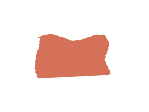 A Simple Flat Salmon Colored Silhouette Map Outline Of The State Oregon