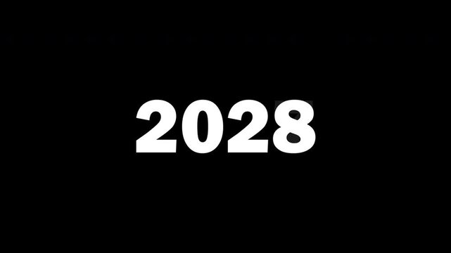 Chronological digital year transition animation counting up from 2000 to 2028 showing historical progress timeline.