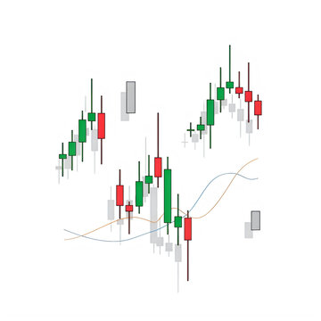Financial stock market candlestick chart graph showing trends