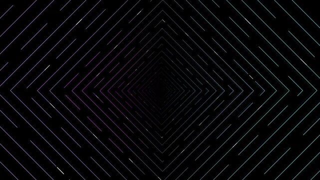 Minimalist 4K Looping Diamond Shape Animation, Purple Teal Geometric Line Background, 10 Seconds