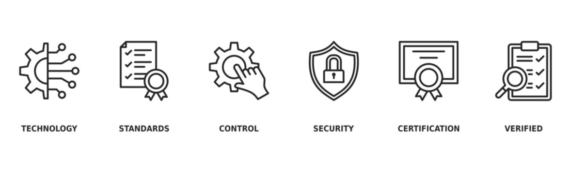 ISO27001 banner web icon vector illustration concept for  information security management system (ISMS) with an icon of technology, standards, control, security, certification, and verified
