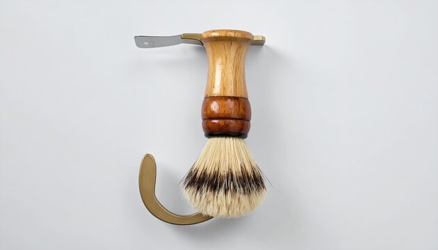 Vintage Shaving Brush with Razor Blade Hook