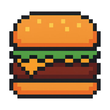 PNG Pixelated burger with heart