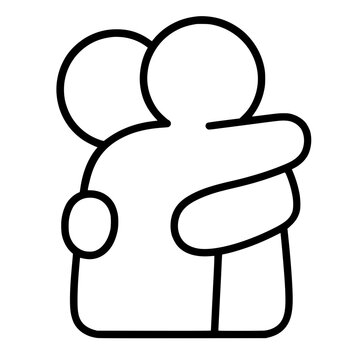Two people hugging line icon for friendship and support vector
