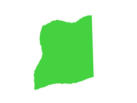 A bright green flat map outline of the African nation of Uganda