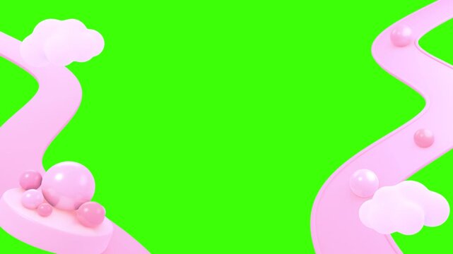 Pink pearl ball frame on green screen animation. (loop)