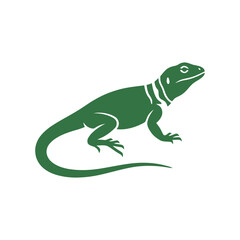 Obraz premium Green Lizard Silhouette Icon Vector Art