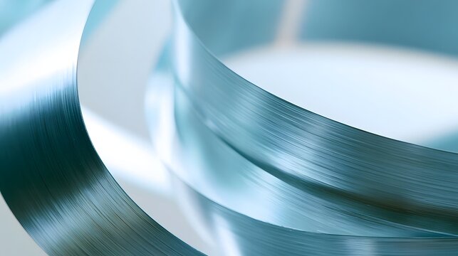Abstract Brushed Aluminum Sheets Curving Flow Background