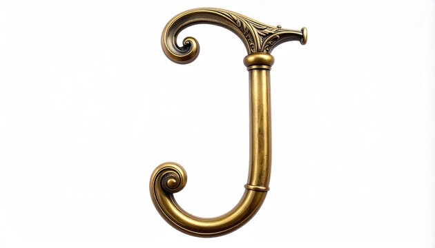 Ornate Brass Letter J Hooked Ornament