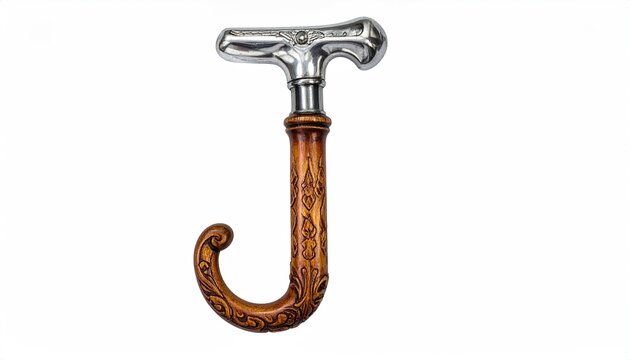 Ornate Wooden Handle Hook with Metal Top