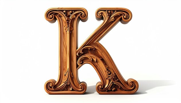Decorative Ornate Copper Letter K with Intricate Flourishes